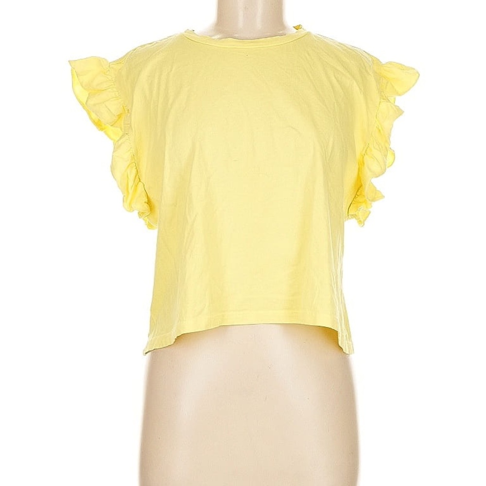 Zara Yellow Flutter Sleeve Crop Top